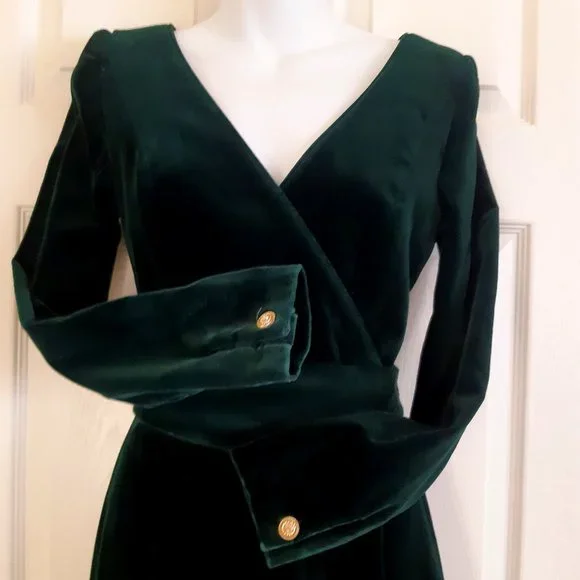 slim fit dress slacks Vintage Laura Ashley Velvet Dropped Waist Dress - S main image 1